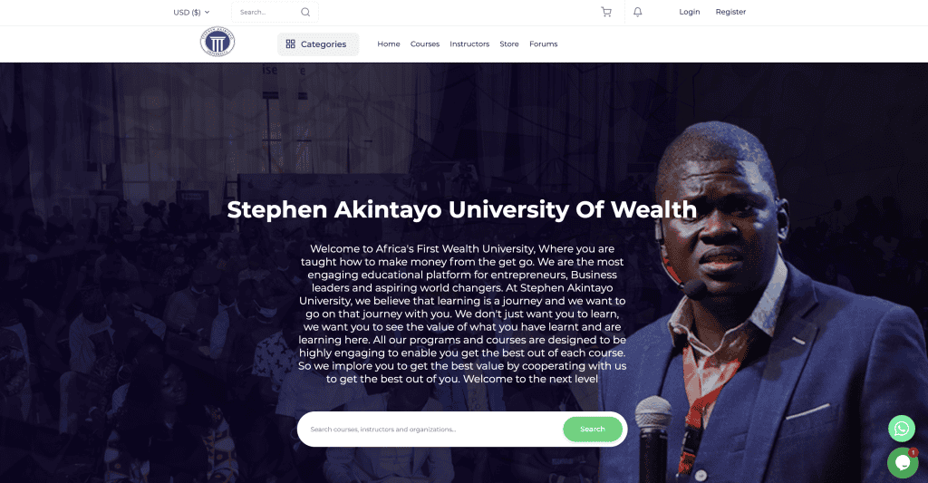 Stephen Akintayo University Homepage Hero section